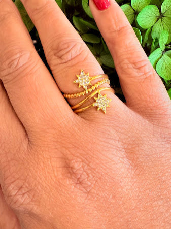 Bague étoile scintillante argenté ou doré