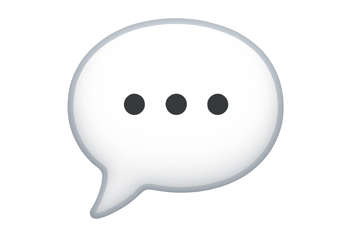 bulle de discution style emoji bulle blanche contour un peu gris pour faire une ombre et se démarquer sur le fond blanc avec ... dans la bulle