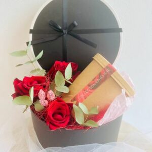 AR000289þBox florale ronde noir & box Saint-Valentin